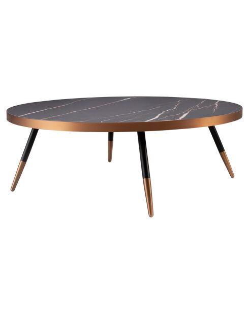 Table basse ronde noir/bronze - 90x90x30 cm
