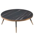 Table basse ronde noir/bronze - 90x90x30 cm