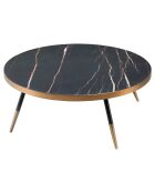 Table basse ronde noir/bronze - 90x90x30 cm