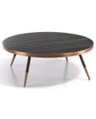 Table basse ronde noir/bronze - 90x90x30 cm