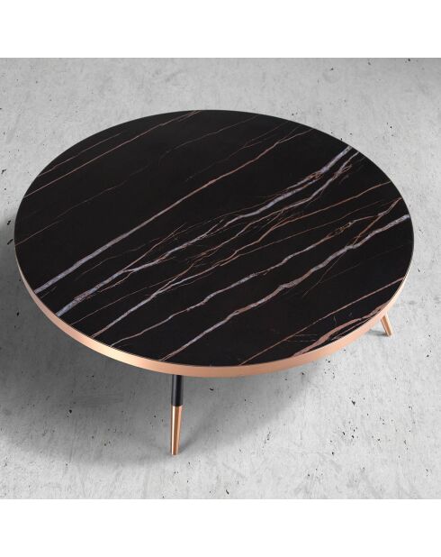 Table basse ronde noir/bronze - 90x90x30 cm