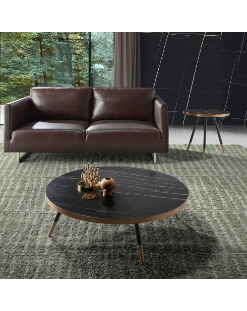 Table basse ronde noir/bronze - 90x90x30 cm