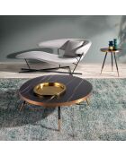 Table basse ronde noir/bronze - 90x90x30 cm