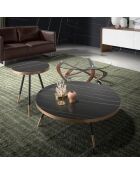Table basse ronde noir/bronze - 90x90x30 cm