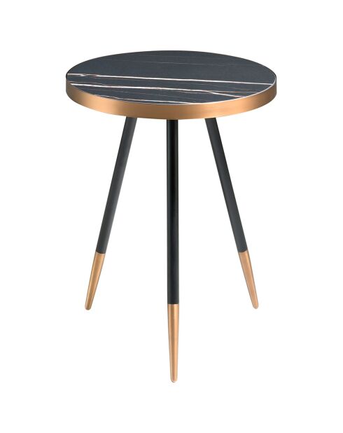 Table d'appoint ronde noir/bronze - 46x46x56 cm