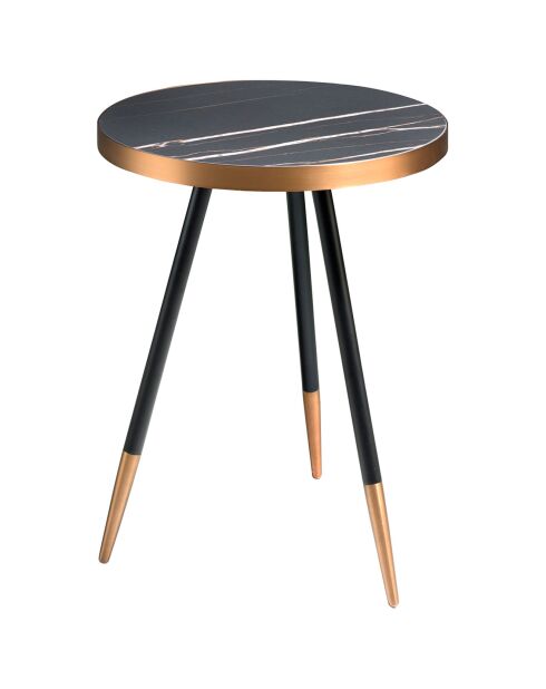 Table d'appoint ronde noir/bronze - 46x46x56 cm