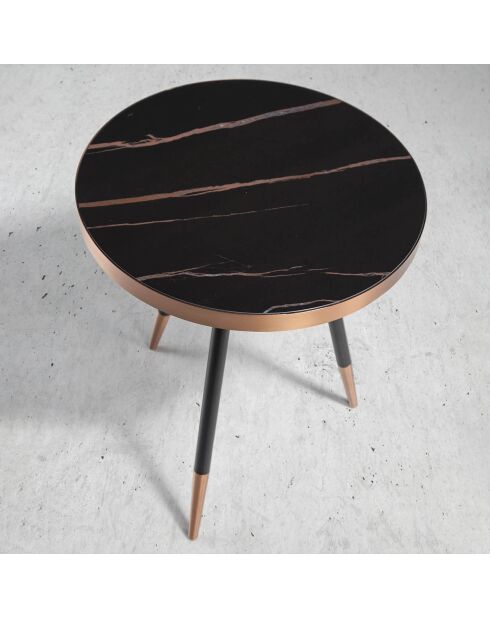Table d'appoint ronde noir/bronze - 46x46x56 cm