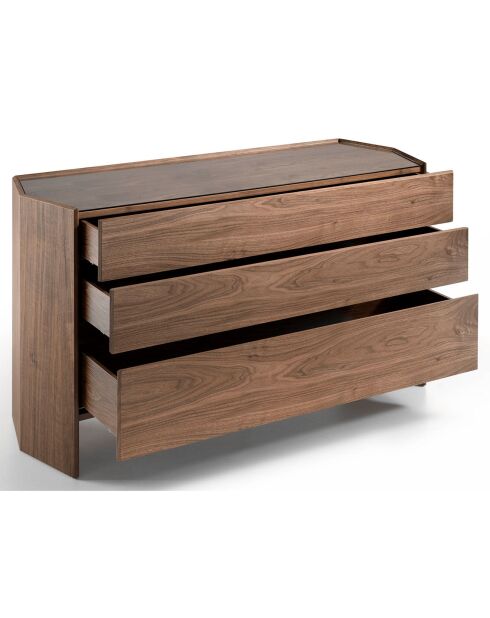 Commode de forme hexagonale noyer/transparent - 143x50x75 cm