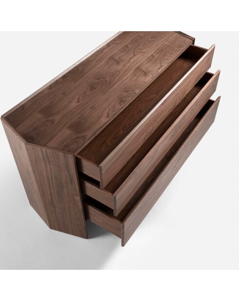 Commode de forme hexagonale noyer/transparent - 143x50x75 cm