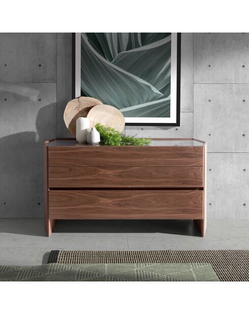 Commode de forme hexagonale noyer/transparent - 143x50x75 cm