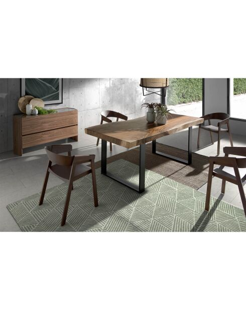 Commode de forme hexagonale noyer/transparent - 143x50x75 cm