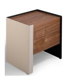 Table de chevet avec tiroirs noyer/vison- 50x38x51 cm