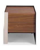 Table de chevet avec tiroirs noyer/vison- 50x38x51 cm