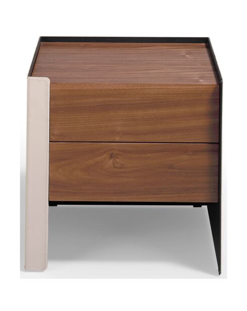 Table de chevet avec tiroirs noyer/vison- 50x38x51 cm