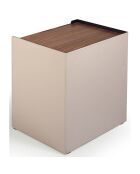 Table de chevet avec tiroirs noyer/vison- 50x38x51 cm