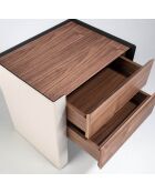 Table de chevet avec tiroirs noyer/vison- 50x38x51 cm