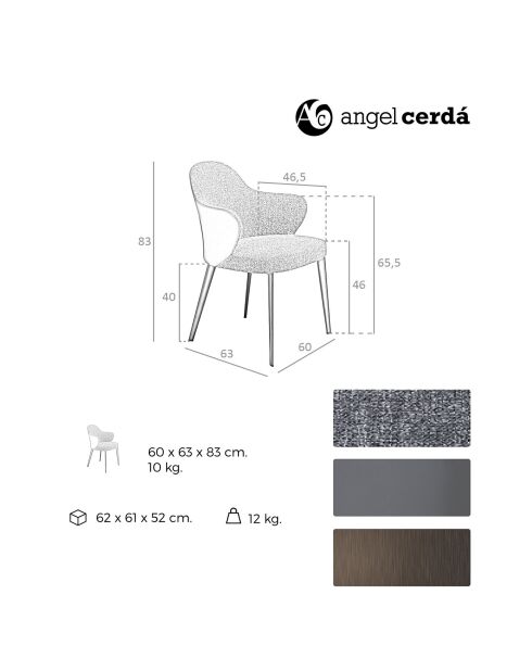 Chaise de salle à manger noir/gris - 60x63x83 cm