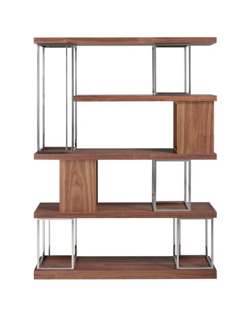 Étagères en bois noyer/chrome  - 129x35x170 cm