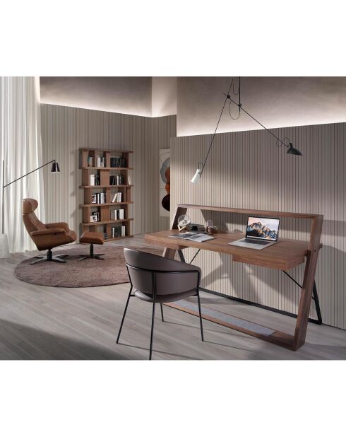 Fauteuil pivotant camel/noir - 80x84x100 cm