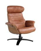 Fauteuil pivotant camel/noir - 80x84x100 cm