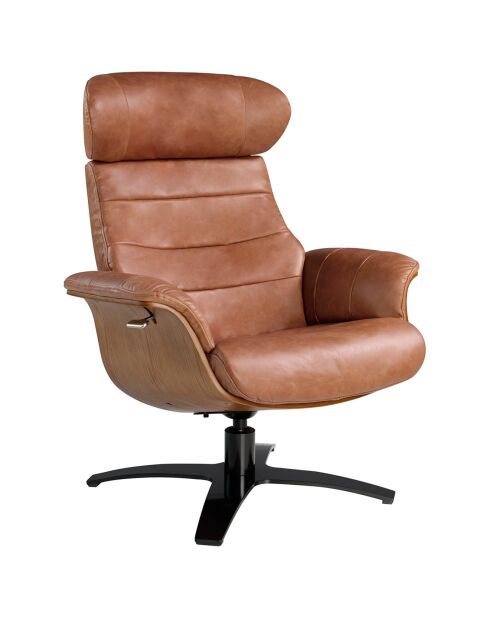 Fauteuil pivotant camel/noir - 80x84x100 cm