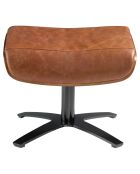 Pouf rembourré en Cuir camel/noir  - 52x42x39 cm
