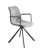 Fauteuil pivotant gris/noyer/noir  - 50x62x85 cm