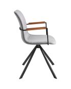 Fauteuil pivotant gris/noyer/noir  - 50x62x85 cm