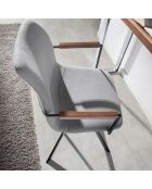 Fauteuil pivotant gris/noyer/noir  - 50x62x85 cm