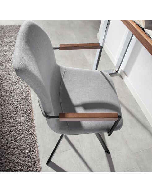 Fauteuil pivotant gris/noyer/noir  - 50x62x85 cm