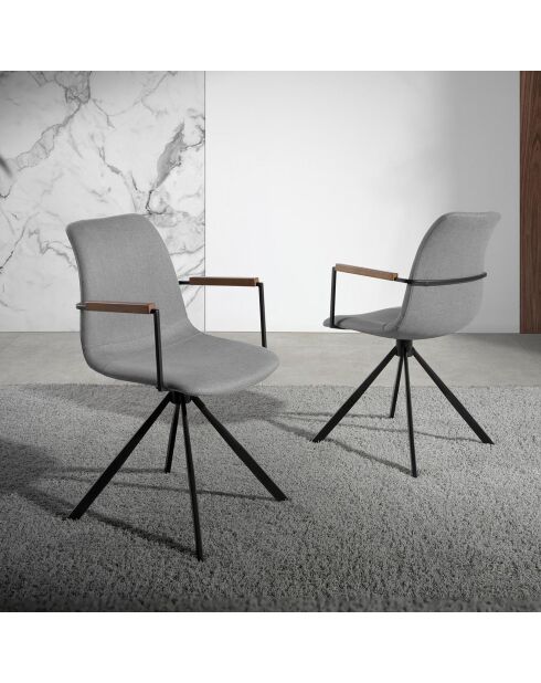 Fauteuil pivotant gris/noyer/noir  - 50x62x85 cm