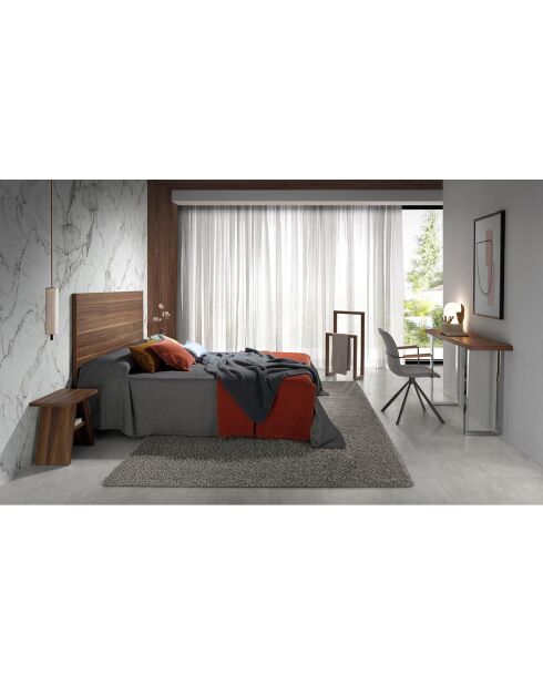 Fauteuil pivotant gris/noyer/noir  - 50x62x85 cm