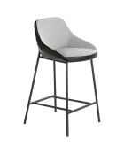 Tabouret en tissu et éco-cuir gris/noir  - 51x50x90 cm