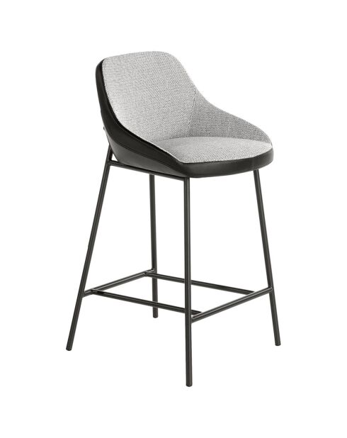 Tabouret en tissu et éco-cuir gris/noir  - 51x50x90 cm