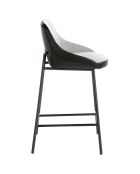 Tabouret en tissu et éco-cuir gris/noir  - 51x50x90 cm