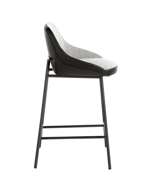 Tabouret en tissu et éco-cuir gris/noir  - 51x50x90 cm