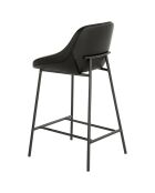 Tabouret en tissu et éco-cuir gris/noir  - 51x50x90 cm
