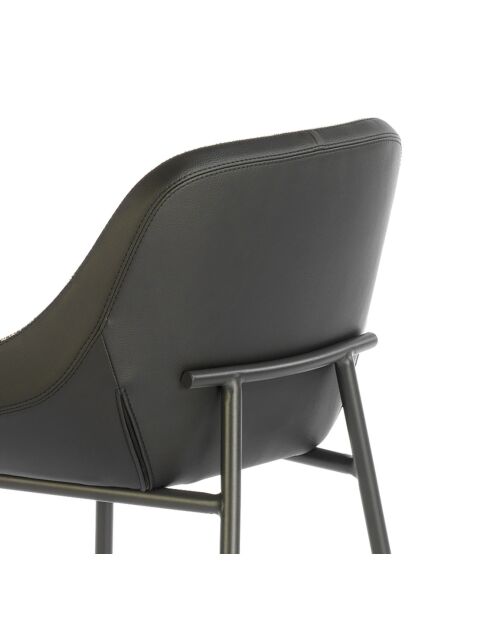 Tabouret en tissu et éco-cuir gris/noir  - 51x50x90 cm
