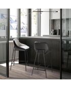 Tabouret en tissu et éco-cuir gris/noir  - 51x50x90 cm