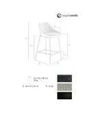 Tabouret en tissu et éco-cuir gris/noir  - 51x50x90 cm
