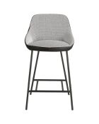 Tabouret en tissu et éco-cuir gris/noir  - 51x50x90 cm