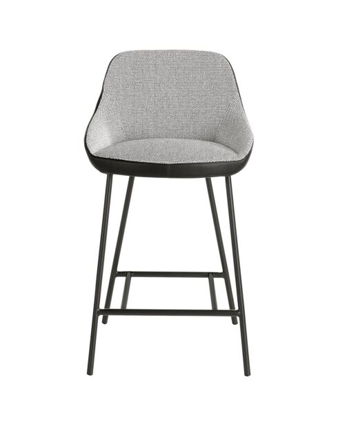 Tabouret en tissu et éco-cuir gris/noir  - 51x50x90 cm