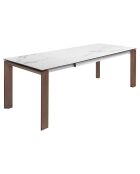 Table de salle à manger plateau en Porcelaine extensible marbre blanc - 180x90x75 cm