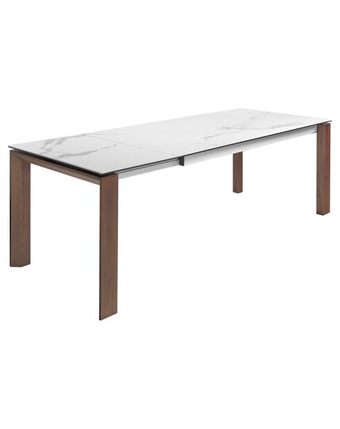 Table de salle à manger plateau en Porcelaine extensible marbre blanc - 180x90x75 cm
