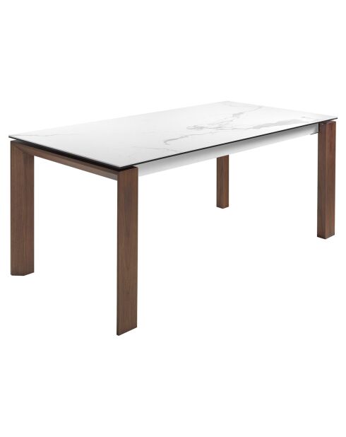 Table de salle à manger plateau en Porcelaine extensible marbre blanc - 180x90x75 cm
