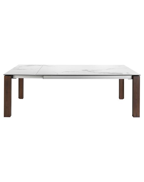 Table de salle à manger plateau en Porcelaine extensible marbre blanc - 180x90x75 cm