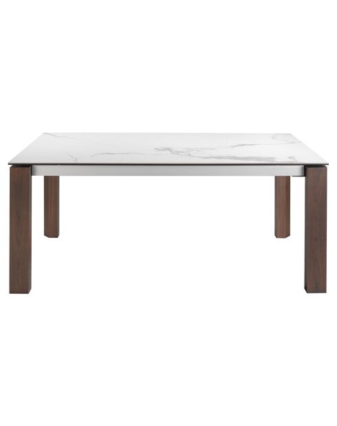 Table de salle à manger plateau en Porcelaine extensible marbre blanc - 180x90x75 cm