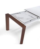 Table de salle à manger plateau en Porcelaine extensible marbre blanc - 180x90x75 cm