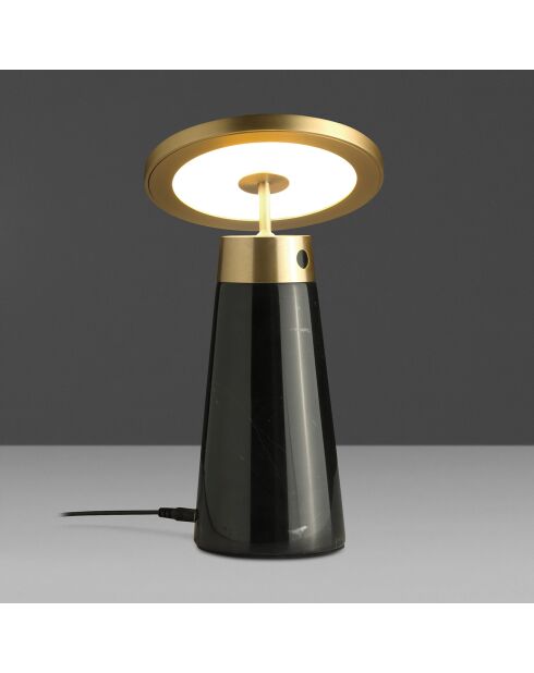 Zwart/gouden porseleinen marmeren tafellamp - 16x16 cm