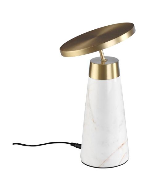 Lámpara de mesa blanca/dorada - 16x16 cm